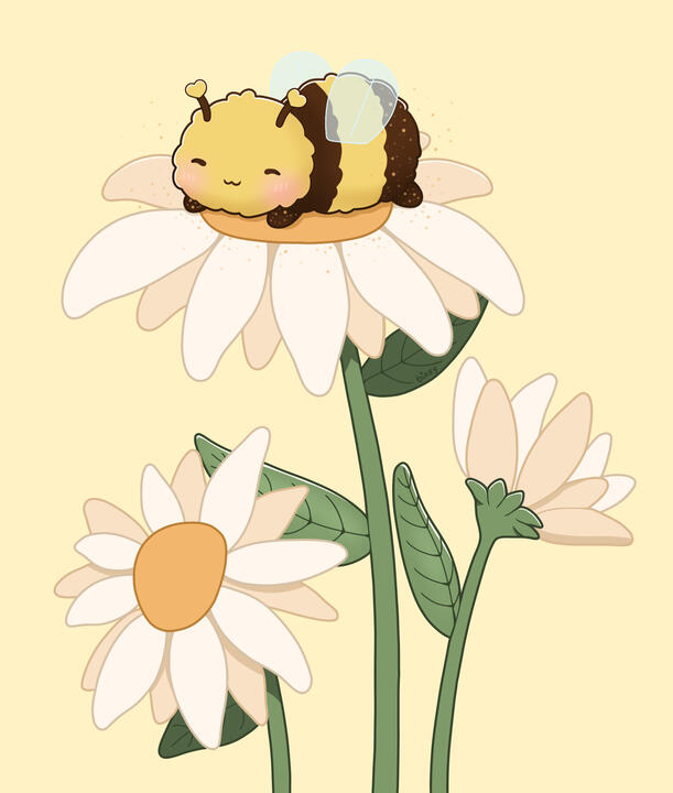 sleepy bee (free ipad wallpaper of this on my kofi!)